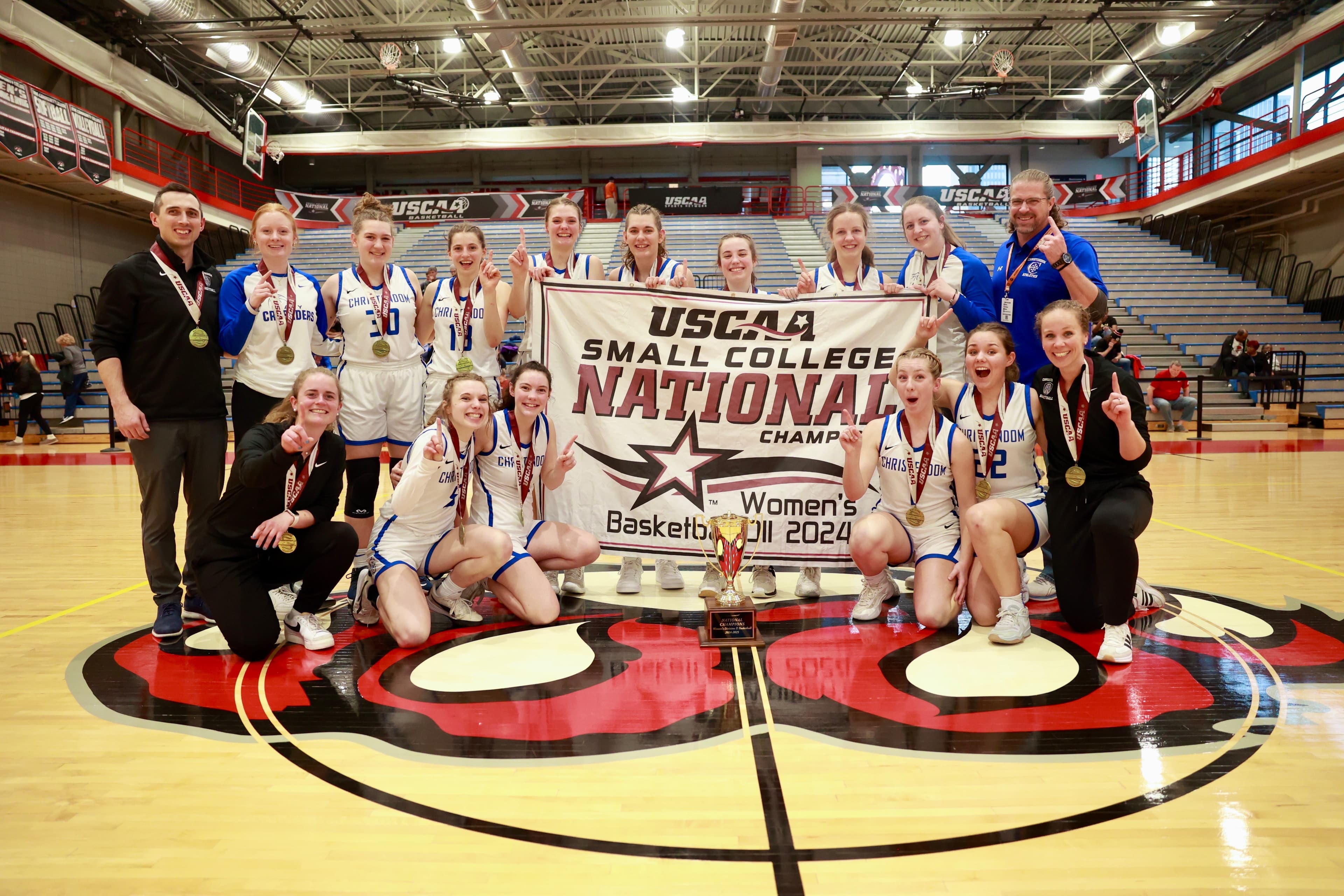 Christendom College women’s basketball team wins second consecutive national title in 3-point nail-biter