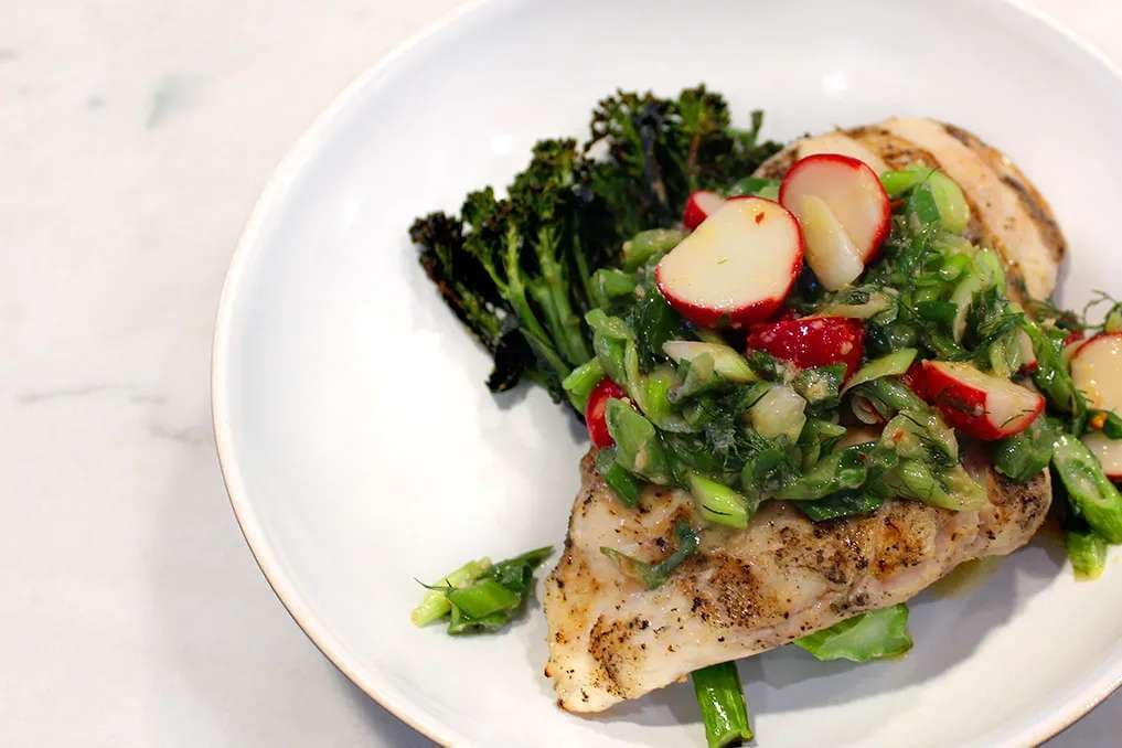 Chicken with Radish Scallion Dressing