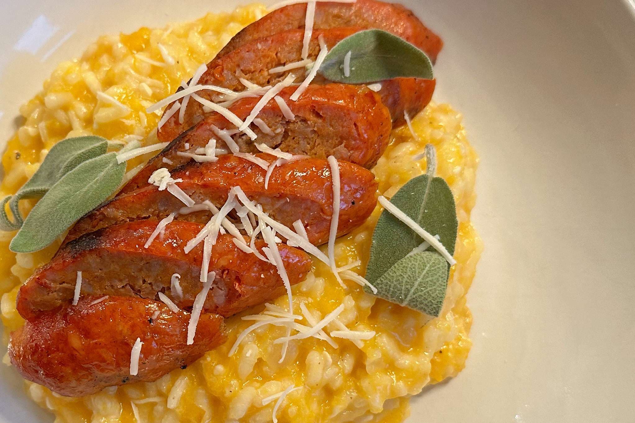 Butternut squash risotto with Italian sausage